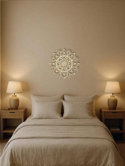 Gold Metal Wall Art Decor – Intricate Mandala Design: Versatile Hanging for Bedroom, Living Room, Study, Office & More