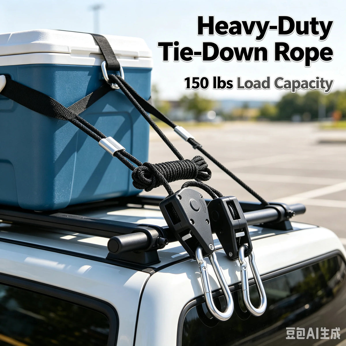 2PCS Heavy Duty Adjustable Ratchet Rope Hangers, 150lb Capacity, Tent Cargo Ties