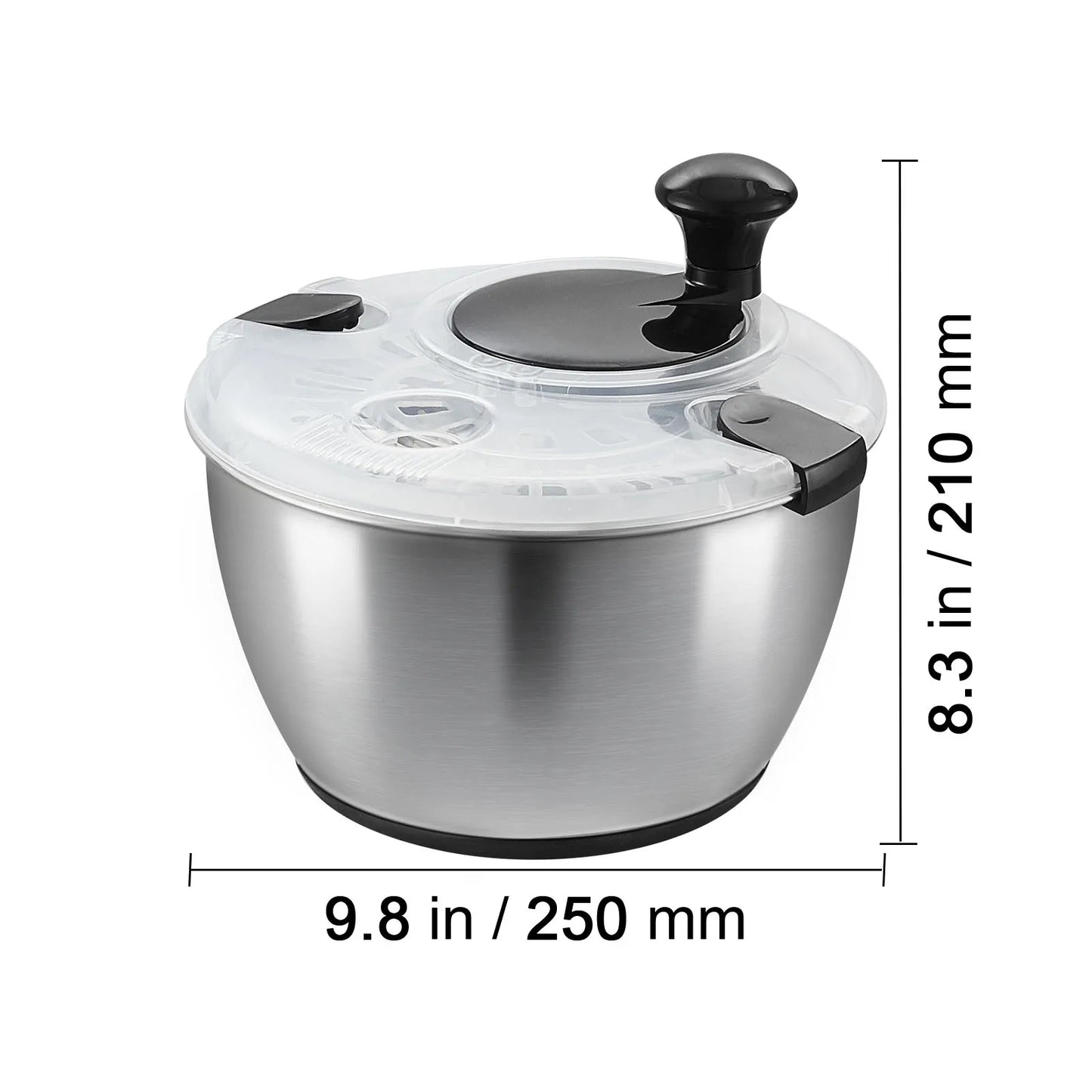 SucceBuy Stainless Steel Salad Spinner 4.75Qt One-handed Easy Press Large Vegetable Dryer Washer Lettuce Cleaner and Dryer