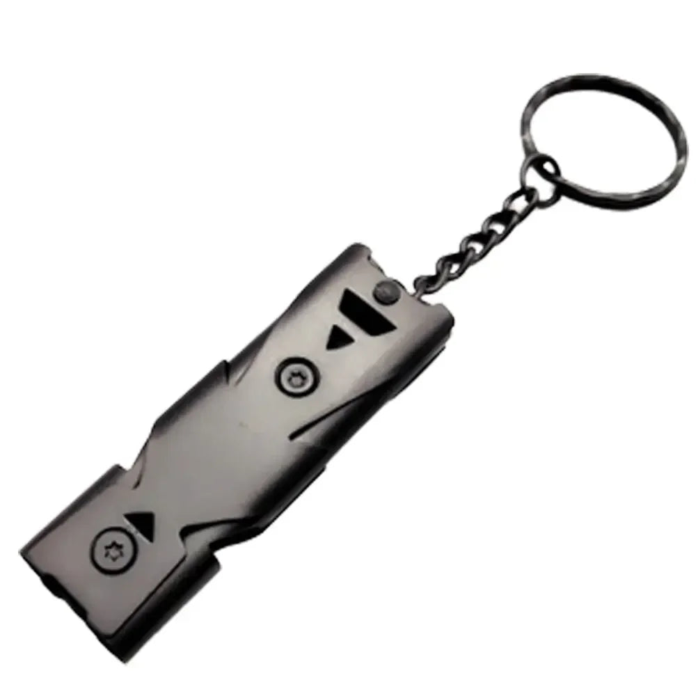 Double-Pipe Whistle Keychain Emergency Survival Camping Outdoor Tool