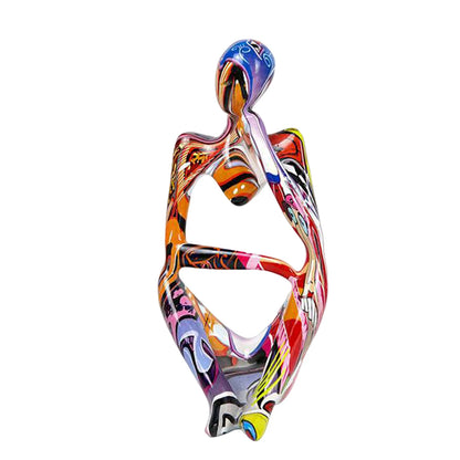 3pcs Thinker Statues Art Graffiti Resin Abstract Character Figurines Ornaments Handicraft Home Decor for Living Room
