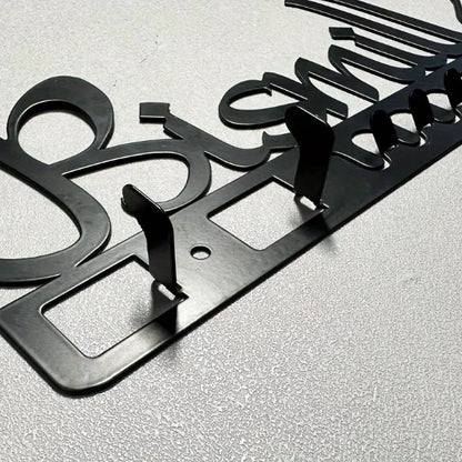 Islamic Decorative Metal Key Holder Wall Art - Delightful Arab-Style Bathroom Decor, Muslim Gift, Geometric Calligraphy Design