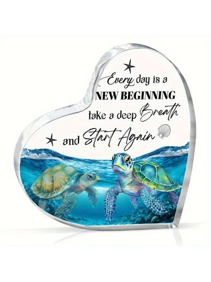Blue Sea Turtle Acrylic Decor - Ocean Themed Desktop Gift for Home & Office