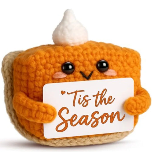 Tis The Season Fall Decor Mini Crochet Pumpkin Pie Plh Small Handmade Autumn Halloween Thanksgiving Items for Home Office Indoo
