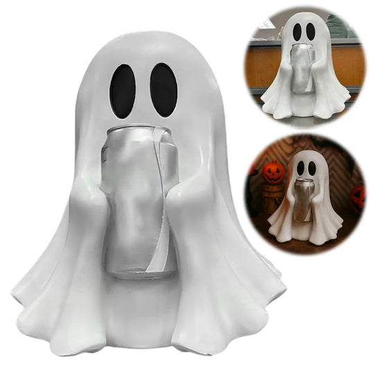 Halloween Ghost Can Holder Spooky Decor Drink Holder Cute Ghost Drink Holder Ghost Beverage Holder for Parties Gatherings