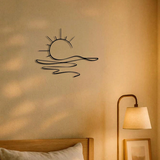 "Minimalist Sunrise Metal Wall Art – Abstract Sun Design, Modern Home Decor & Versatile Gift"
