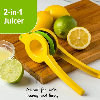 2-in-1 Lemon Lime Squeezer Dual-Cavity Juicer Heavy-Duty Aluminum Construction Ergonomic Handles Dishwasher Safe Kitchen Gadget