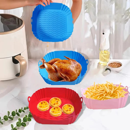 Silicone Air Fryer Liner Square Pot Tray Reusable Oven Baking Basket Pan Mat