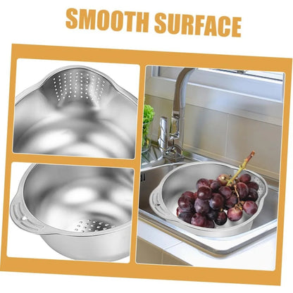 Multi-function Kitchen Basket Rice Cleaning Strainer Stainless Steel Fruit Vegetable Wash Fine Mesh Strainer Bowl