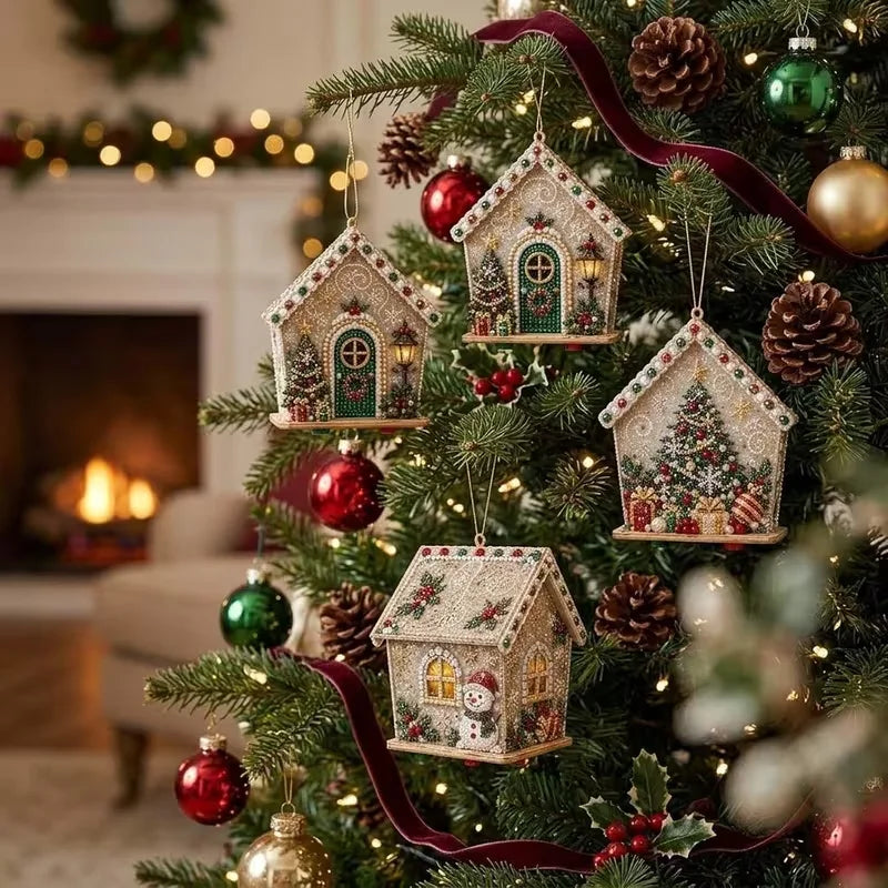 DIY 3D Christmas Painting Gingerbread Wooden House Holiday Craft Kit