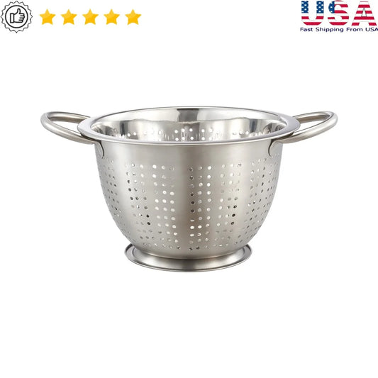 Stainless Steel Colander 3QT Strainer Draining Rinsing Pasta Fruits Vegetables Kitchen Tool Dishwasher Safe Durable Handles