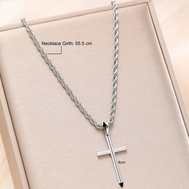 New Stainless Steel Cross Pendant Necklace Minimalist Gold Color