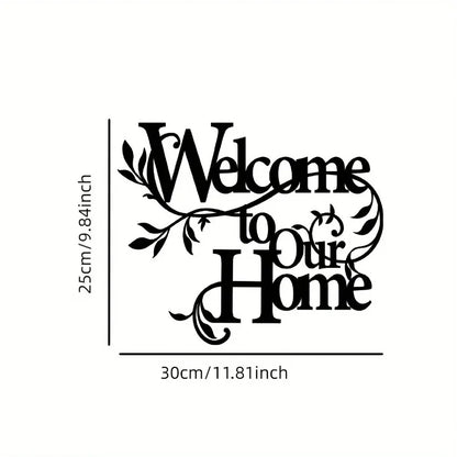 1PC Metal "Welcome To Our Home" Wall Sign - Decorative Pendant for Porch, Living Room, Garden Yard Gate