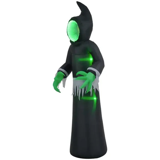HOMCOM 8ft Inflatable Halloween Mirror ace Ghost, Blow Up LED Display for Garden Indoor Outdoor