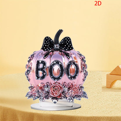 Halloween Party Decorations Spooky Acrylic Crystal Pumpkin 2D Flat Statue Ornament Table Centerpiece for Home Décor
