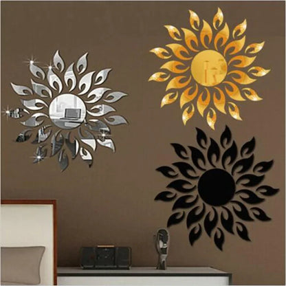 Mirror Sun Flower Art Removable Wall Sticker Acrylic Mural Decal Household Room Decoration