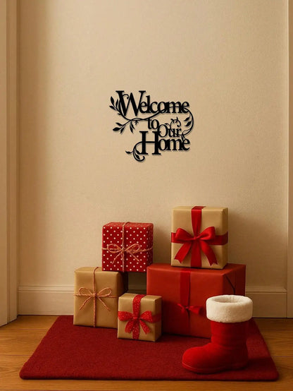 1PC Metal "Welcome To Our Home" Wall Sign - Decorative Pendant for Porch, Living Room, Garden Yard Gate