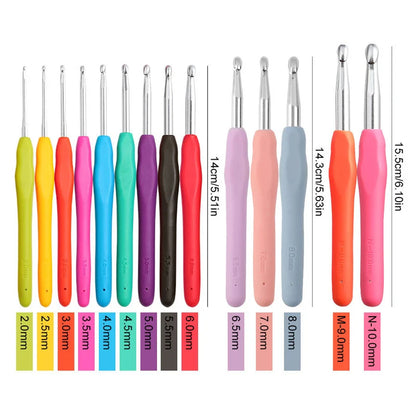 Large Crochet Hooks 2.0~10.0mm Soft Grip Yarn Needle Kits Knitting Needles with Ergonomic Handles