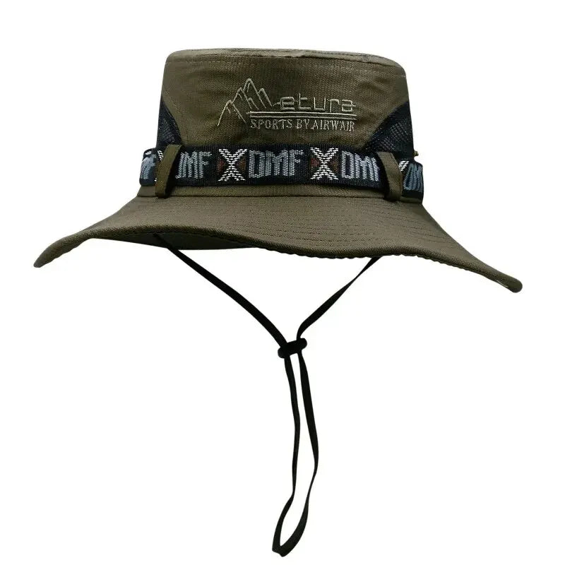 Bucket Hat Outdoor UV Protection Wide Brim Safari Hiking Sun Mesh Cap Unisex