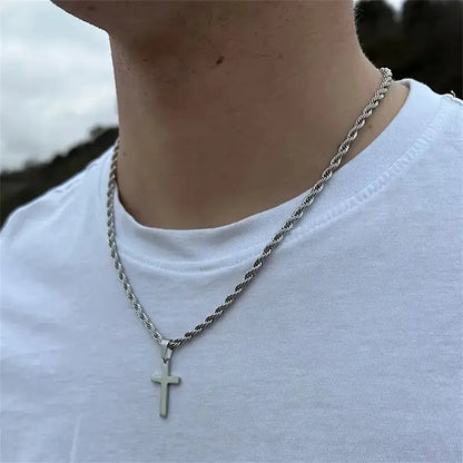 New Stainless Steel Cross Pendant Necklace Minimalist Gold Color