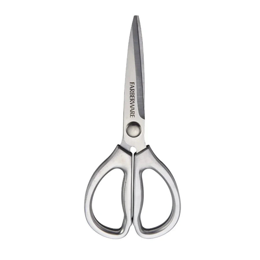 Classic 2 Piece Stainless Steel Kitchen Shear Scissor Set with Metallic Finish and Vibrant Red Handles for Efficient Cutting Pe