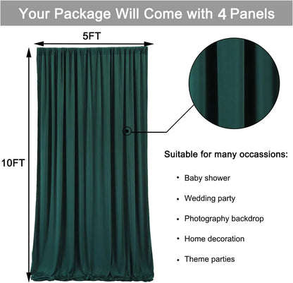 20ft x 10ft Curtains Dark Green Backdrop Curtains for Parties Wedding Stage Curtains Rod Pocket Sliding Drapes Backdrop Curtain