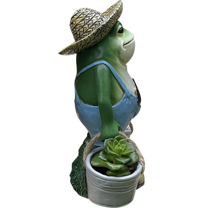 Cute Frog Yard Decor Resin Frog Succulent Flower Pot Creative Small Frog Figurine Planter for Indoor Outdoor Decor