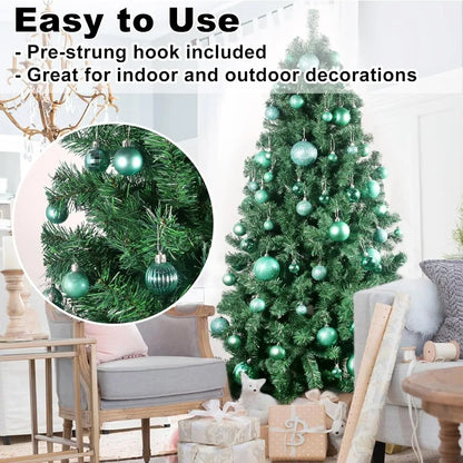 Christmas Balls Ornaments for Xmas Tree Shatterproof Christmas Tree Decorations Small Hanging Ball Teal 1.6in x 36 Pac