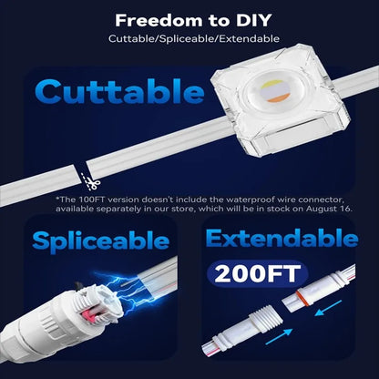 147FT 90LEDs Permanent Outdoor Light String APP Smart RGBIC Eaves LED Lights DIY Scene Modes Christmas Party Lighting Decoration