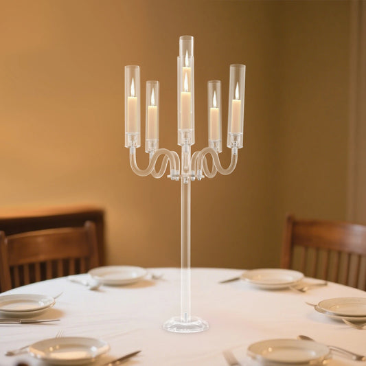 6 Arm Acrylic Candle Holder,Diameter of 0.87in Candle Holder for Wedding Party,Electronic Candle Holder,For Anniversaries