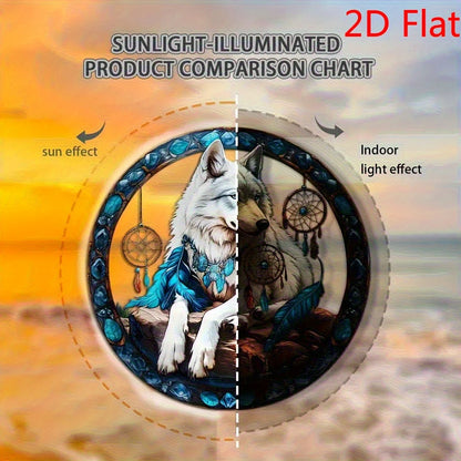 1PC 2D  Wolf Dreamcatcher Wall Art - 2D Acrylic Animal Themed Decor