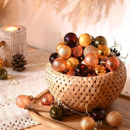 Mini Fall Ornaments Decorations for Tree 49ct 1.18inch Autumn Thanksgiving Tree Ornament Set Small Gold Orange Sh