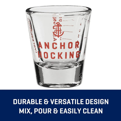 6 Pack 1 Ounce Glass Measuring Shot Glass Durable Kitchen Cup with Red Markings Dishwasher Safe Liquor Syrups Honey Oils
