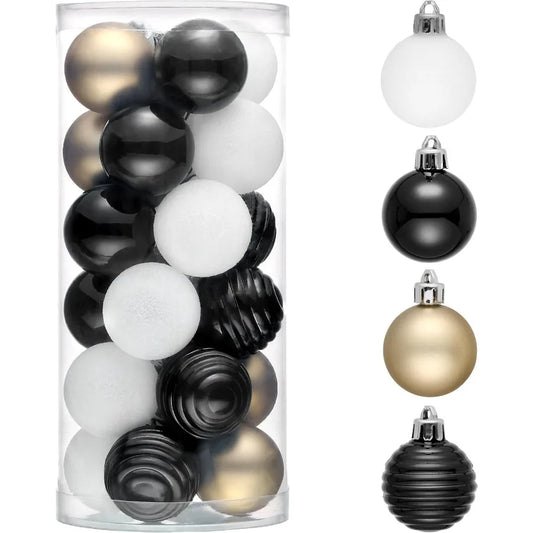 1.57 Inches Small Christmas Tree Decorations Ornament Set for 4th of July Fall Halloween 24ct Black White Gold S
