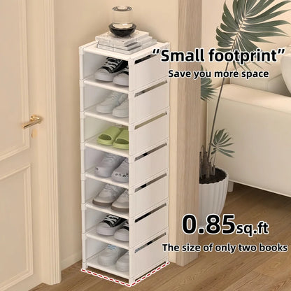 1 Piece Dustproof Single-Row Multi-Layer Shoe Rack, Shoe Storage Organizer, Entryway Furniture Shoe Cabinet, Easy to Assemble and Space-Saving, Suitable for Entryway, Closet, Living Room, Bedroom