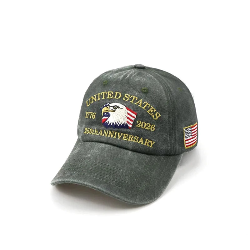 USA 250 Years Anniversary Eagle Embroidery American Flag Baseball Cap 1776-2026 Independence Day