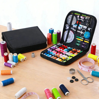 Complete Sewing Kit with Threads Needles Scissors Tape Measure Buttons Portable Travel DIY Embroidery Handwork Sewing Tool Set