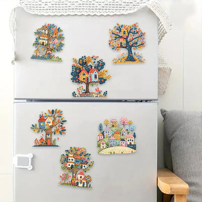 6Pcs Acrylic Beach Diamond Painting Refrigerator Magnet Diamond Painting Fridge Magnet DIY Fridge Stickers for Car Mailbox Decor