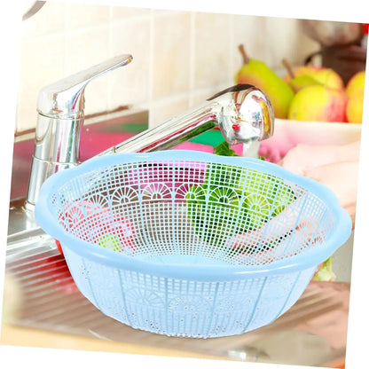 Multifunctional Plastic Rice Washing Basket Set 4pcs Colander for Fruits and Vegetables Sturdy Kitchen Tools Handle for Easy Dr