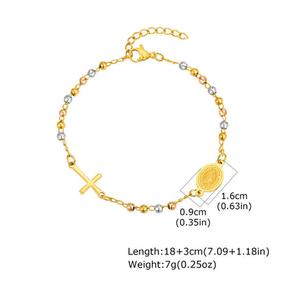 316L Stainless Steel Cross Bracelet for Women, Adjustable Chain Religious Christian Jewelry Daily Wear 2025 Trendy