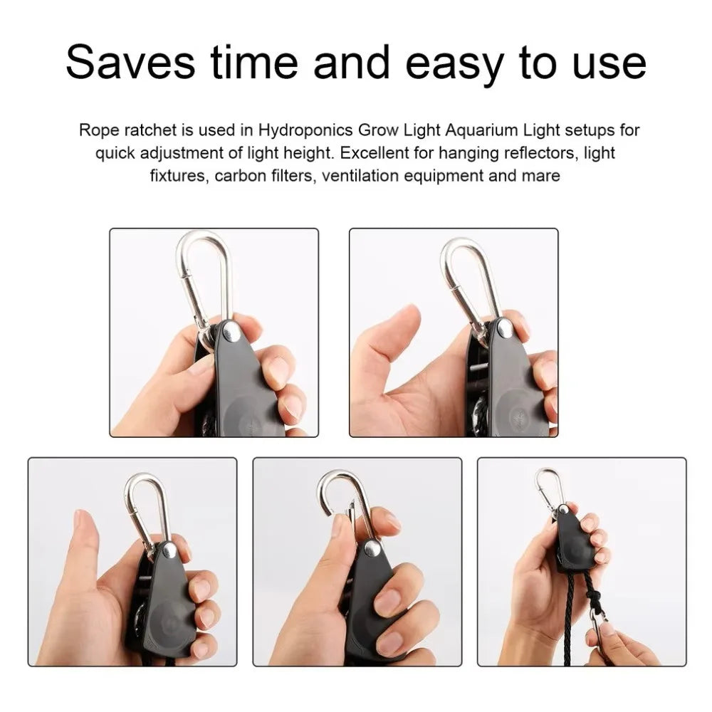 2PCS Heavy Duty Adjustable Ratchet Rope Hangers, 150lb Capacity, Tent Cargo Ties