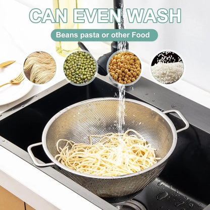 Colander Stainless Steel 5-Quart, Kitchen Strainer for Pasta, Fruits Vegetables, Dishwasher Safe