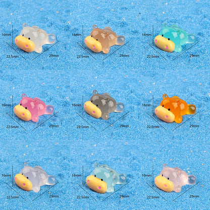 Cartoon Mini Luminous Small Hippopotamus Miniature Figurines Landscape Decoration DIY Home Decoration Accessories Gifts