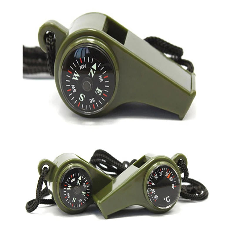 ABS Emergency Whistle Plastic Multifunctional Survival Compass Thermometer