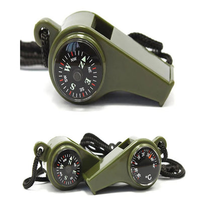 ABS Emergency Whistle Plastic Multifunctional Survival Compass Thermometer