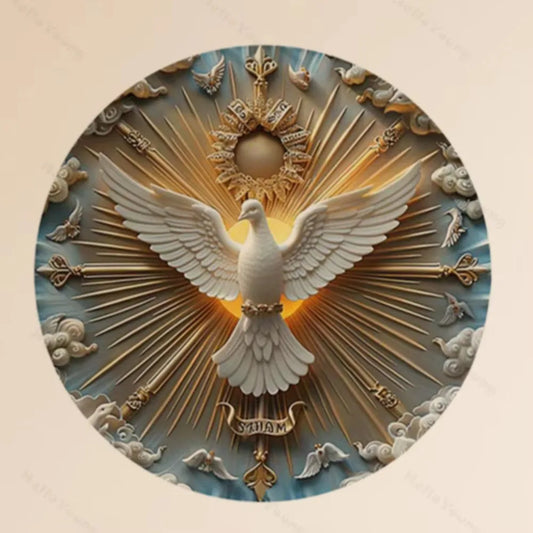 Christ the Spirit Dove Wall Art - 3D Relief Effect Aluminum Metal Logo Chinese Wall Hanging, Multi-Purpose Decor for Home Decor