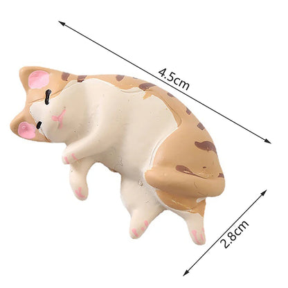 6pcs Kawaii Resin Mini Sleeping Cat Mini Figures Miniature Things Statues Dollhouse Room Home Decor Items Desk Accessories