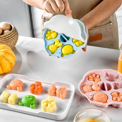 Silicone  Cake Mold Steamed Pastry Mold Cartoon Chocolate Mold Baby Auxiliary Food Tools With Lid Cake Decoration Resin
