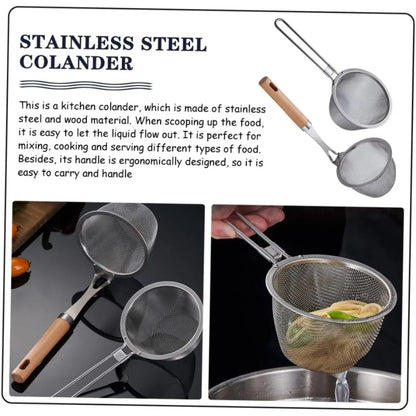 304 Stainless Steel Hot Pot Strainer Spoon Set Hook Fine Mesh Filtering Scoop for Cooking and Draining Kitchen Gadget for House