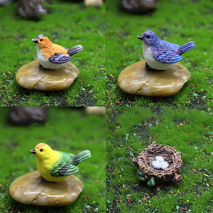 Birdie Figurines Gardening Ornaments 4Pcs/Set Bird's Nest Bird Eggs Landscape Mini Bonsai Simulation Model Dollhouse Decor